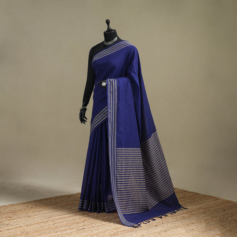 Blue - Bengal Handwoven Cotton Begumpuri Saree 08