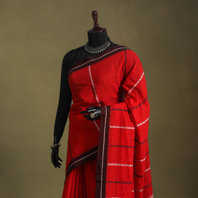 Red - handwoven cotton begumpuri saree 14 - handcrafted