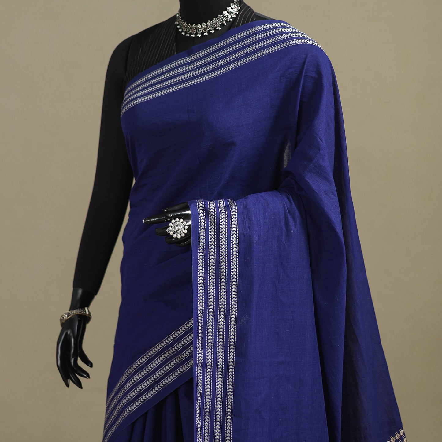 Blue - Bengal Handwoven Cotton Begumpuri Saree 08