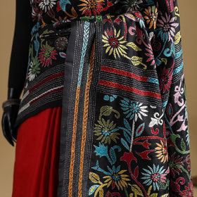 Bengal Hand Embroidered Bangalore Silk Pure Handloom Kantha Saree 09