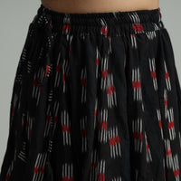 Black - Pochampally Ikat 24 Kali Cotton Skirt with Patchwork Border 07