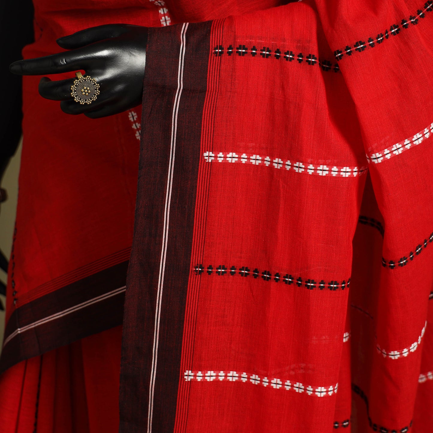 Red - handwoven cotton begumpuri saree 14 - handcrafted