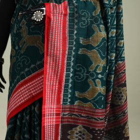 Green Pure Handwoven Sambalpuri Ikat Cotton Saree 02