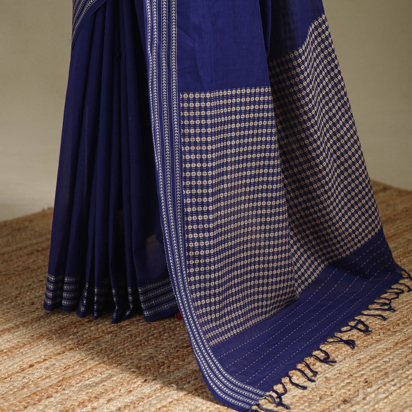 Blue - Bengal Handwoven Cotton Begumpuri Saree 08