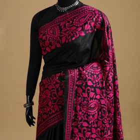 Bengal Hand Embroidered Bangalore Silk Pure Handloom Kantha Saree 10