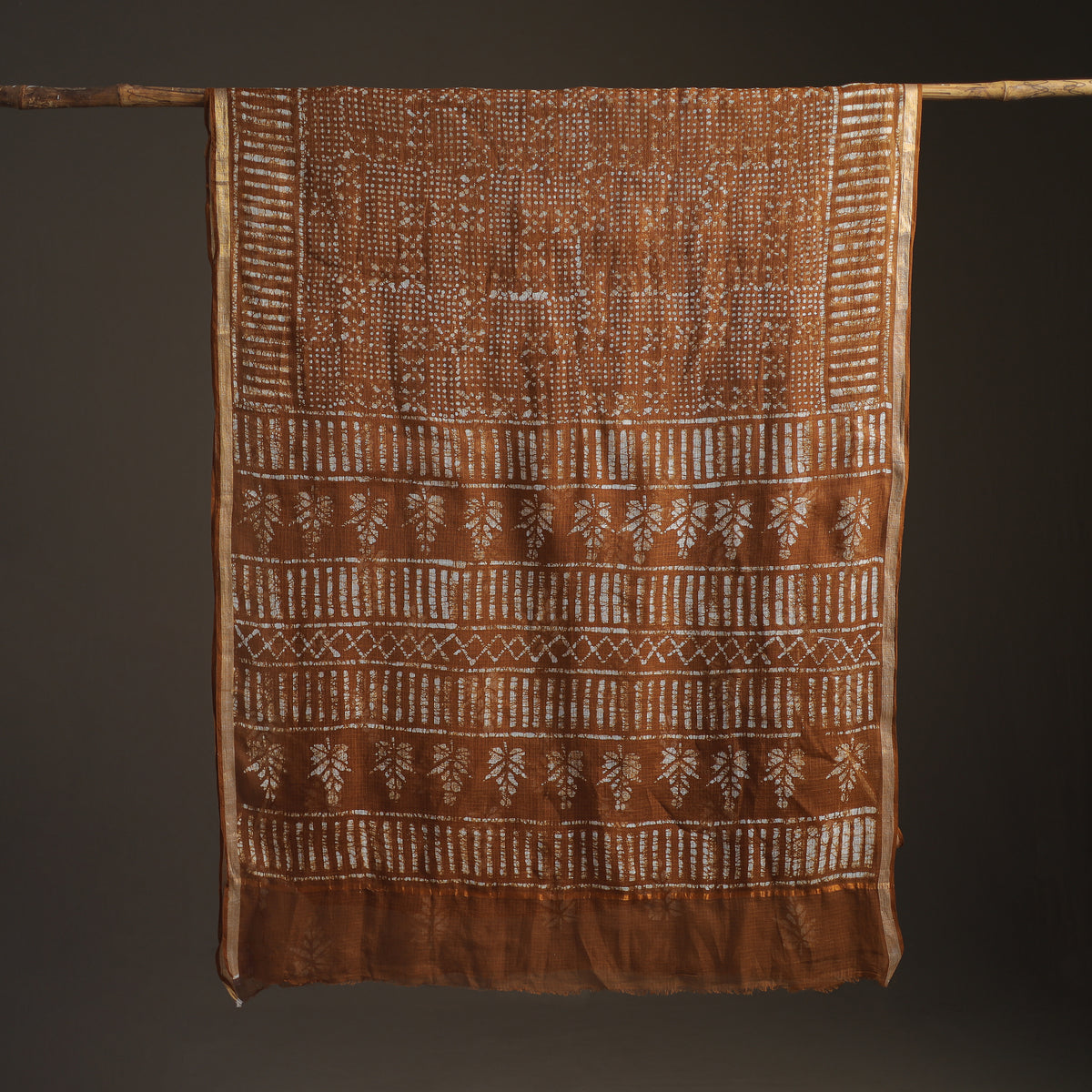 Batik hand block print kota doria cotton saree