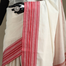 White - Bengal Handwoven Cotton Begumpuri Saree 09
