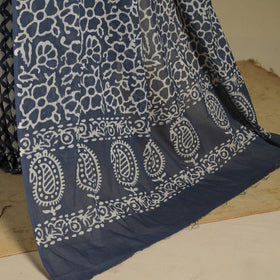 Blue - mul cotton hand batik saree 71 - handcrafted