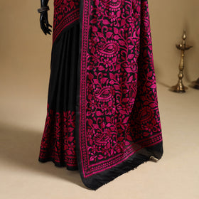 Bengal Hand Embroidered Bangalore Silk Pure Handloom Kantha Saree 10