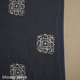 Blue - mul cotton hand batik saree 71 - handcrafted