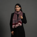 Maroon - bagh hand printed woollen stole 06 - handcrafted