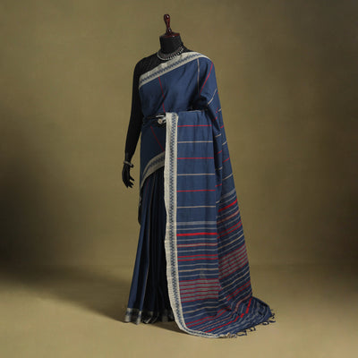 Blue - handwoven cotton begumpuri saree 16 - handcrafted