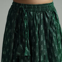 Green - Pochampally Ikat 24 Kali Cotton Skirt with Patchwork Border 09