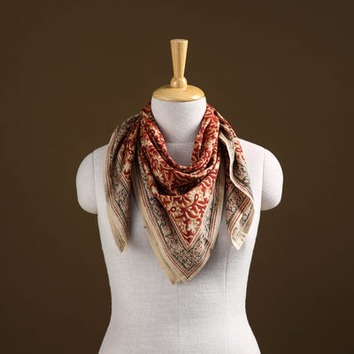 Pedana Hand Block Print Natural Dyed Cotton Kalamkari Scarf 02