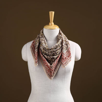 Pedana Hand Block Print Natural Dyed Cotton Kalamkari Scarf 03