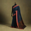 Blue - handwoven cotton begumpuri saree 17 - handcrafted