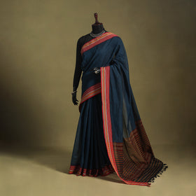 Blue - handwoven cotton begumpuri saree 17 - handcrafted