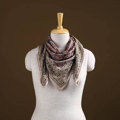 Pedana Hand Block Print Natural Dyed Cotton Kalamkari Scarf 05