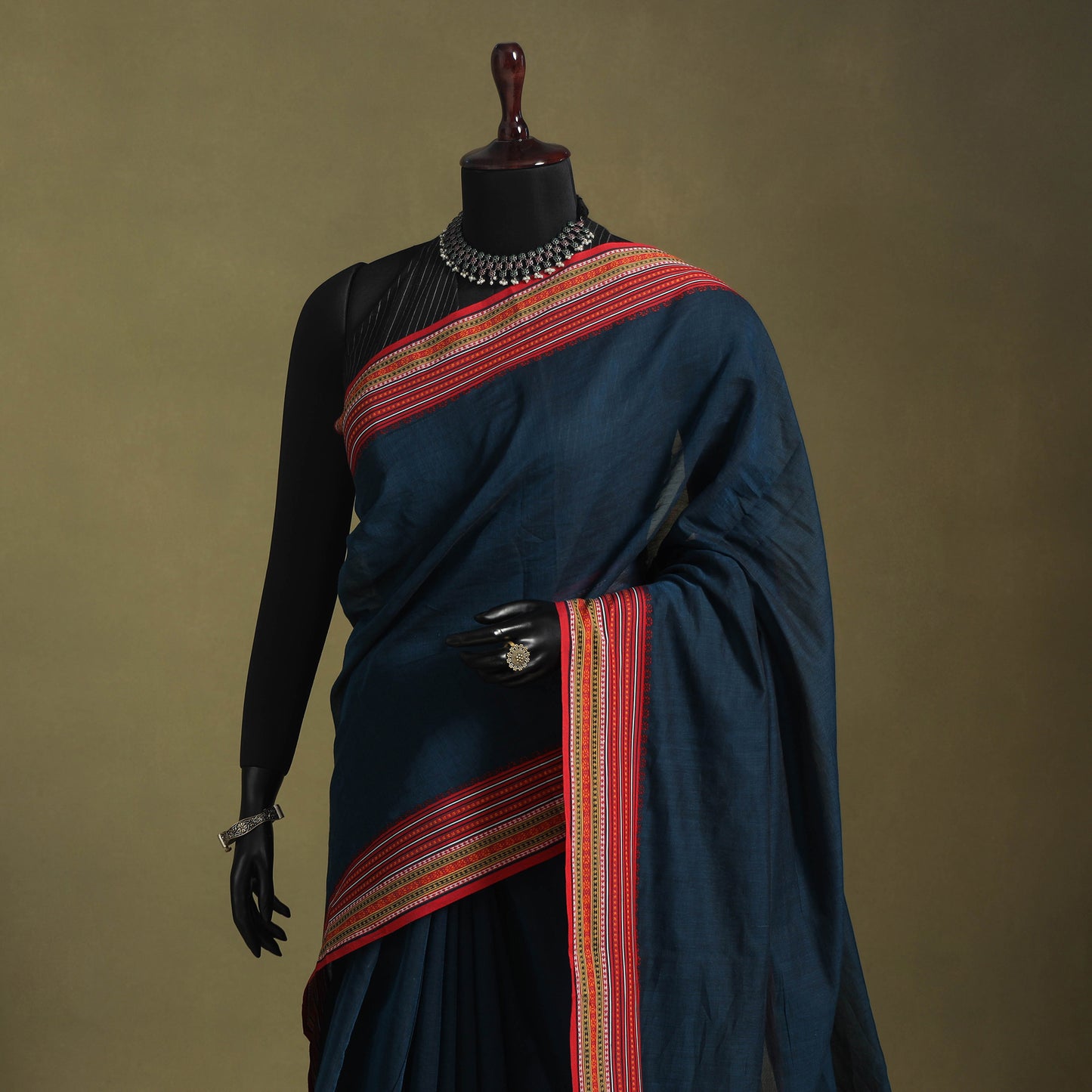 Blue - handwoven cotton begumpuri saree 17 - handcrafted