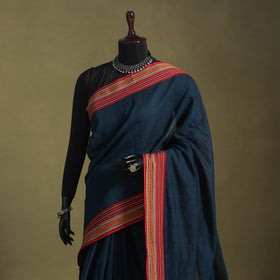 Blue - handwoven cotton begumpuri saree 17 - handcrafted