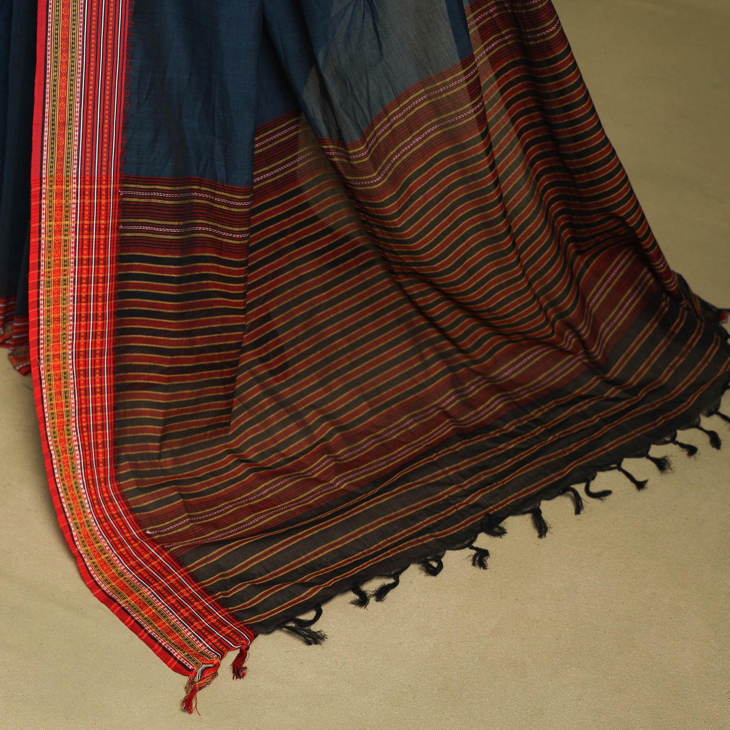 Blue - handwoven cotton begumpuri saree 17 - handcrafted