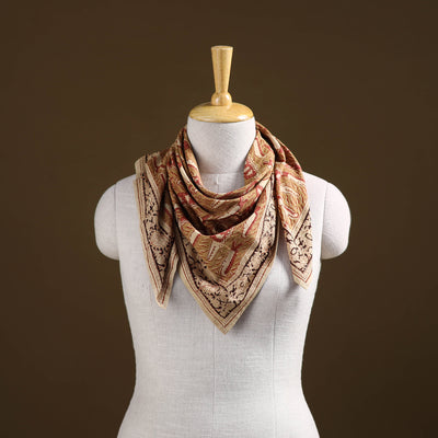 Pedana Hand Block Print Natural Dyed Cotton Kalamkari Scarf 07