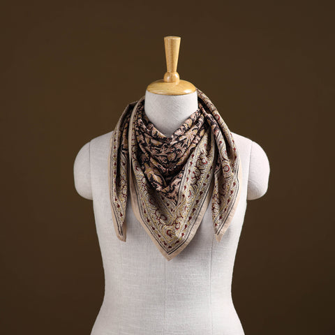 Multicolor - Pedana Hand Block Print Natural Dyed Cotton Kalamkari Scarf 08