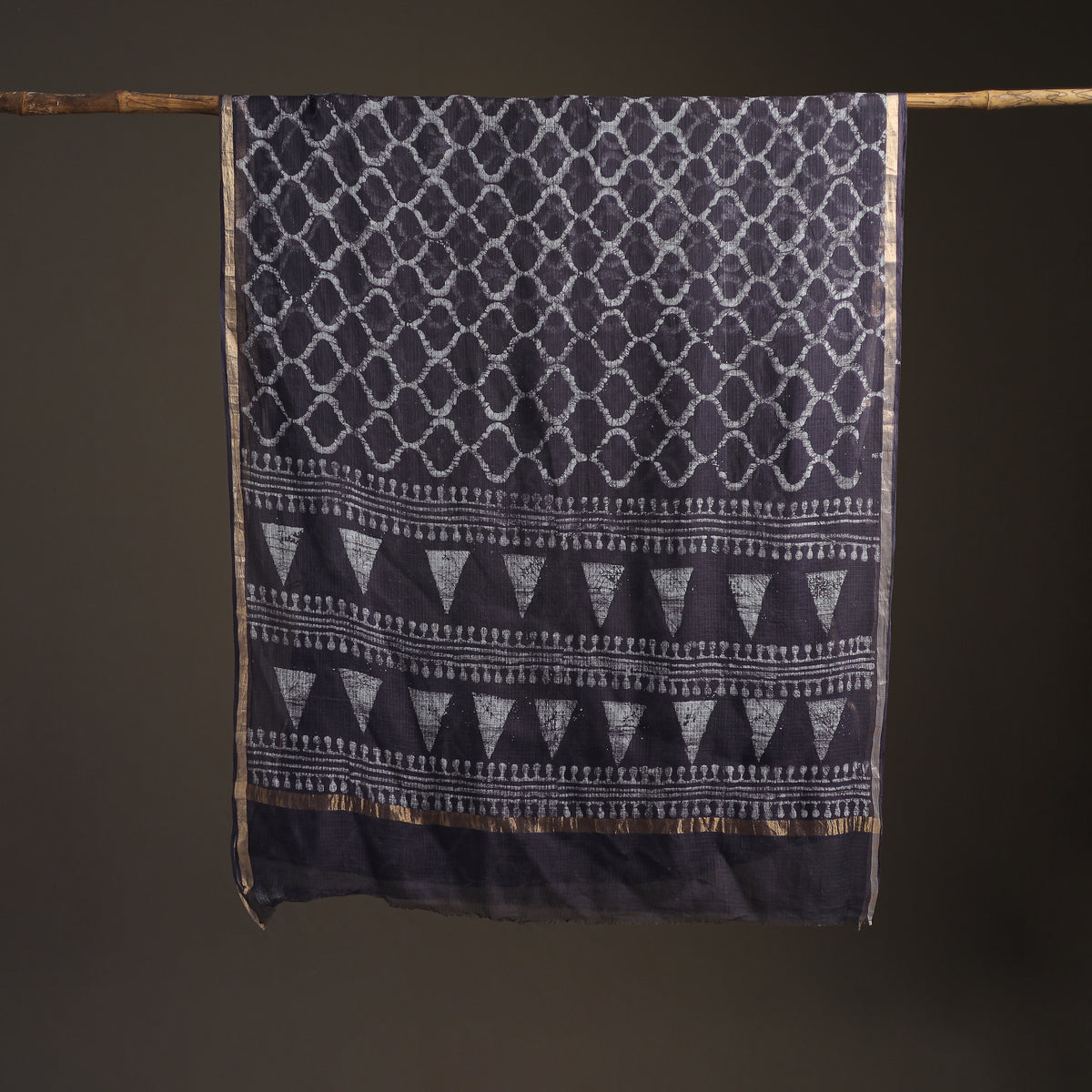 Batik Hand Block Print Kota Doria Cotton Saree 19