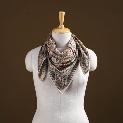 Pedana Hand Block Print Natural Dyed Cotton Kalamkari Scarf 09