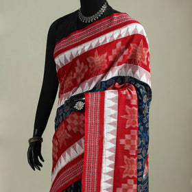 Red - Pure Handwoven Sambalpuri Ikat Cotton Saree 09