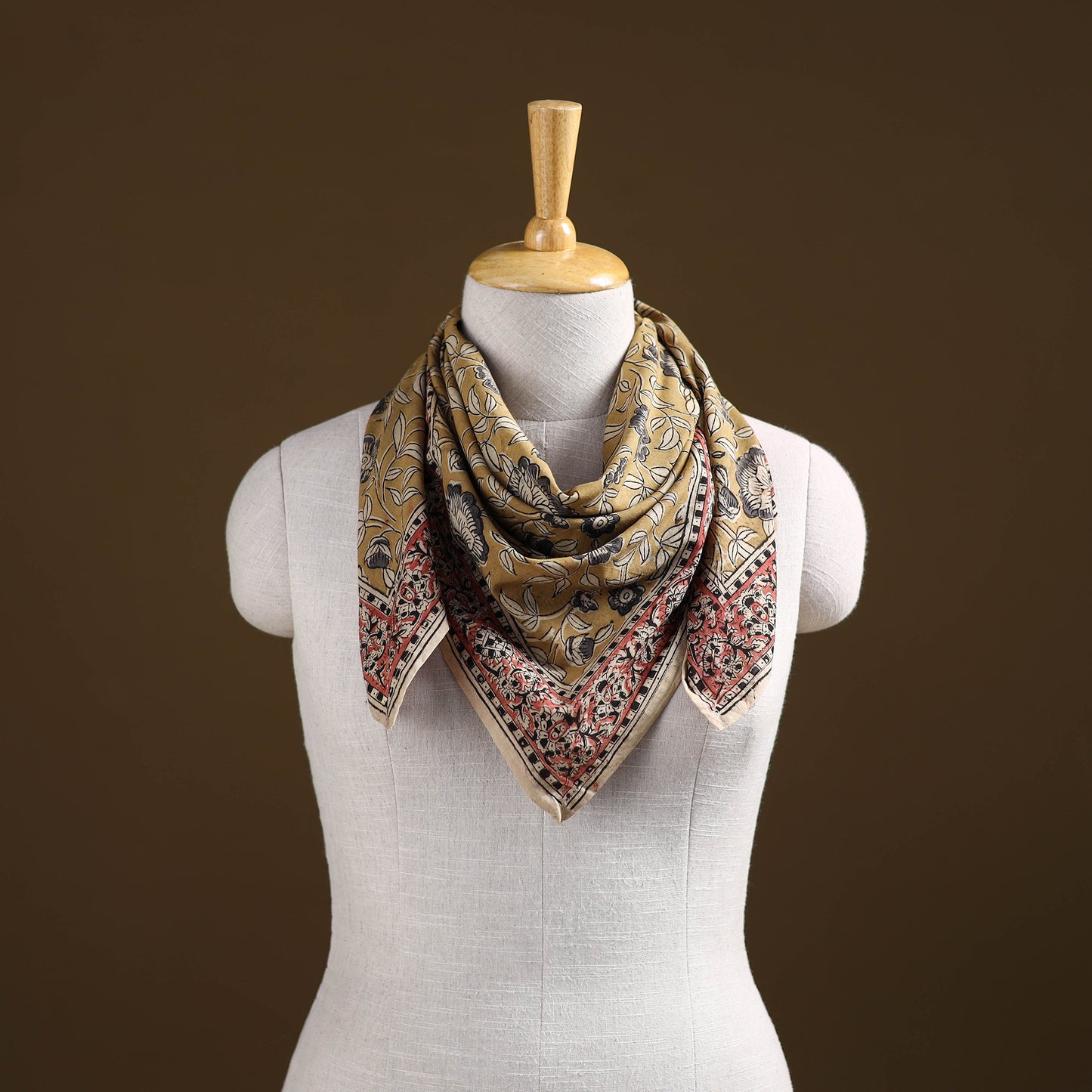 Pedana Hand Block Print Natural Dyed Cotton Kalamkari Scarf 10
