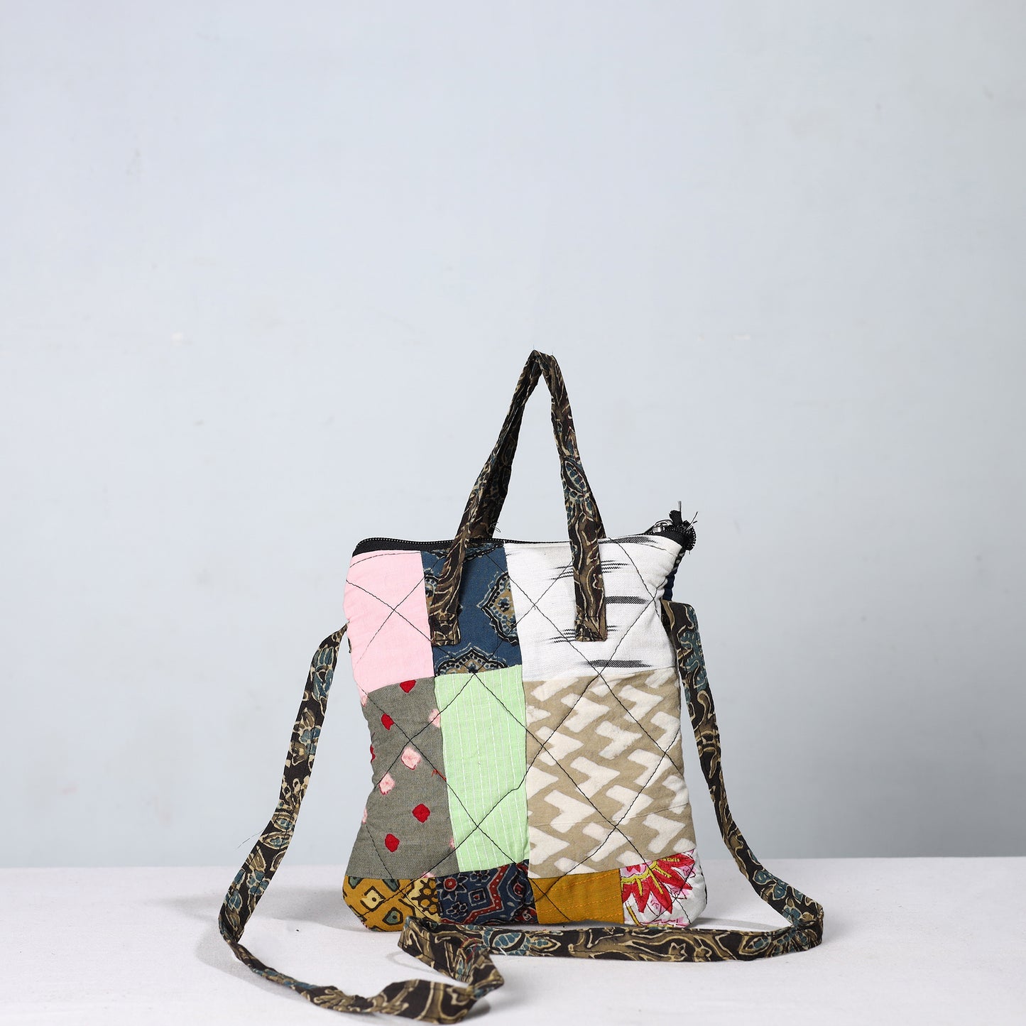 Multicolor - Handmade Quilted Cotton Patchwork Sling Bag 26