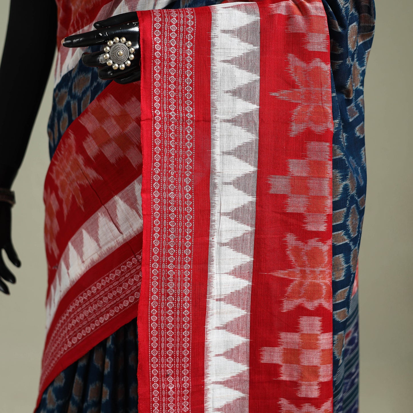 Red - Pure Handwoven Sambalpuri Ikat Cotton Saree 09