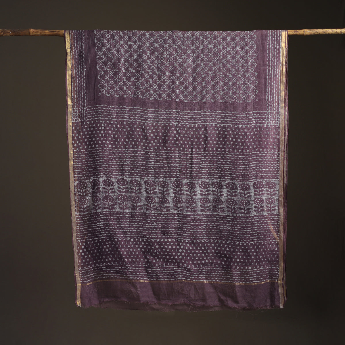 Batik Hand Block Print Kota Doria Cotton Saree 18