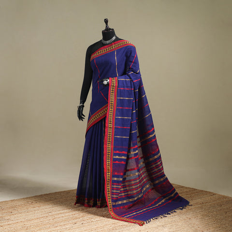Blue - Bengal Handwoven Cotton Begumpuri Saree 16