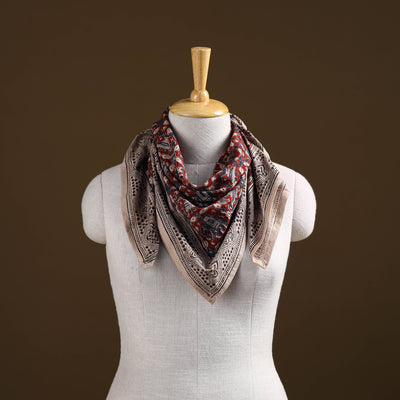 Pedana Hand Block Print Natural Dyed Cotton Kalamkari Scarf 11