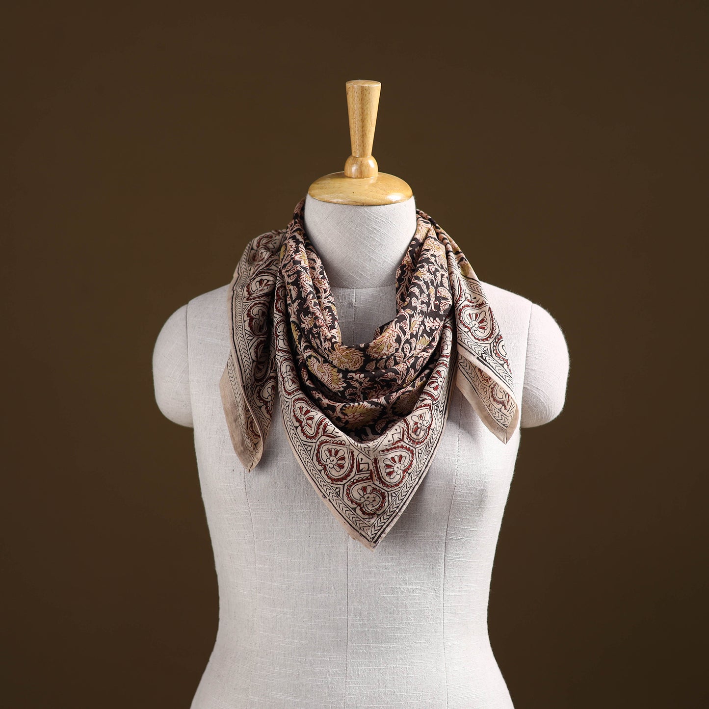 Pedana Hand Block Print Natural Dyed Cotton Kalamkari Scarf 12