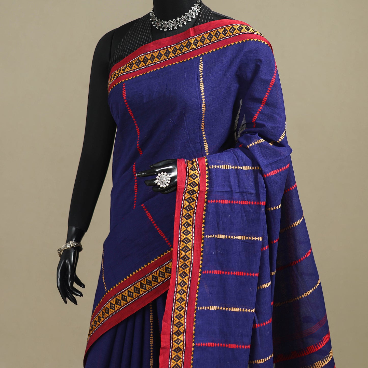 Blue - Bengal Handwoven Cotton Begumpuri Saree 16