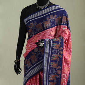 Pink - Pure Handwoven Sambalpuri Ikat Cotton Saree 10
