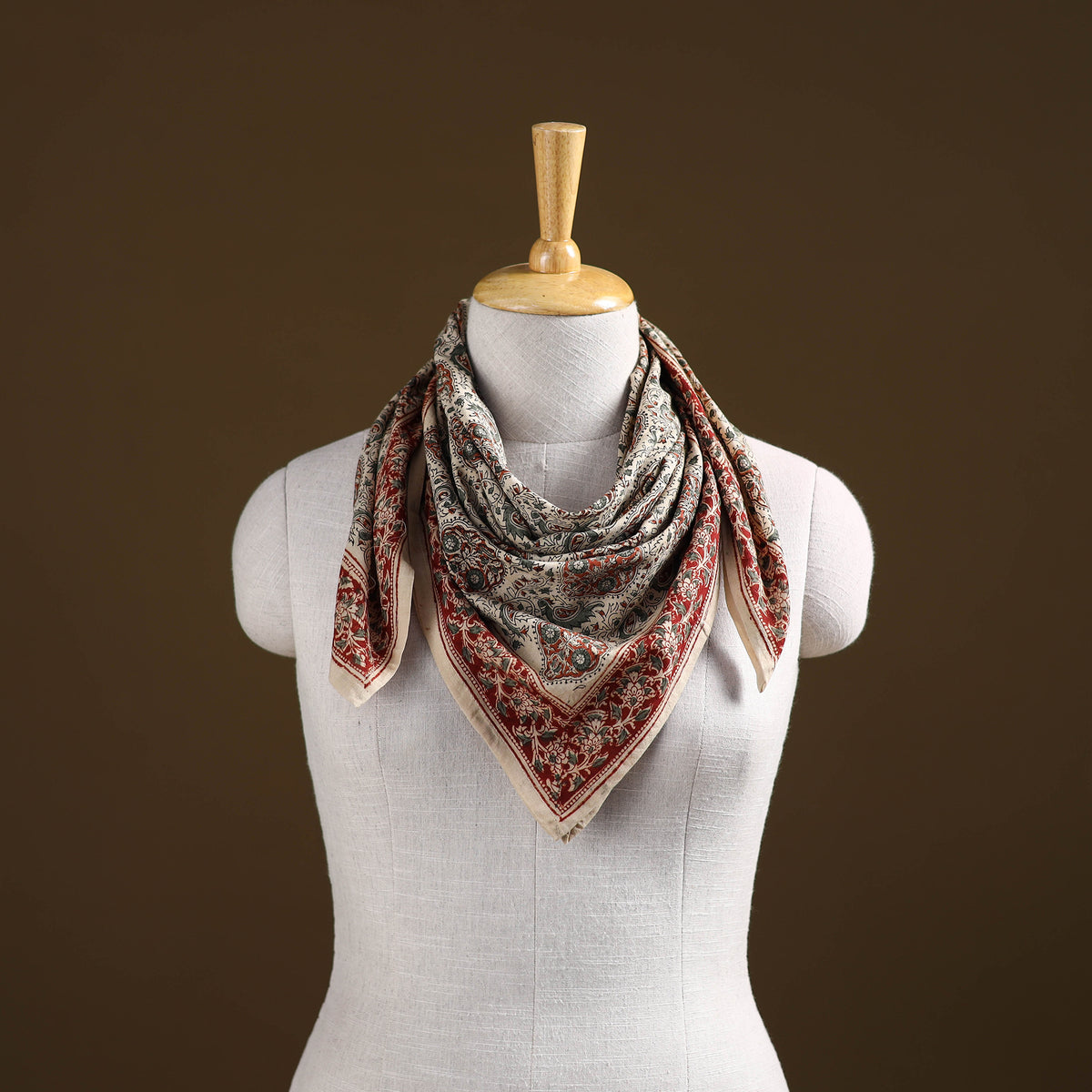 Pedana Hand Block Print Natural Dyed Cotton Kalamkari Scarf 13