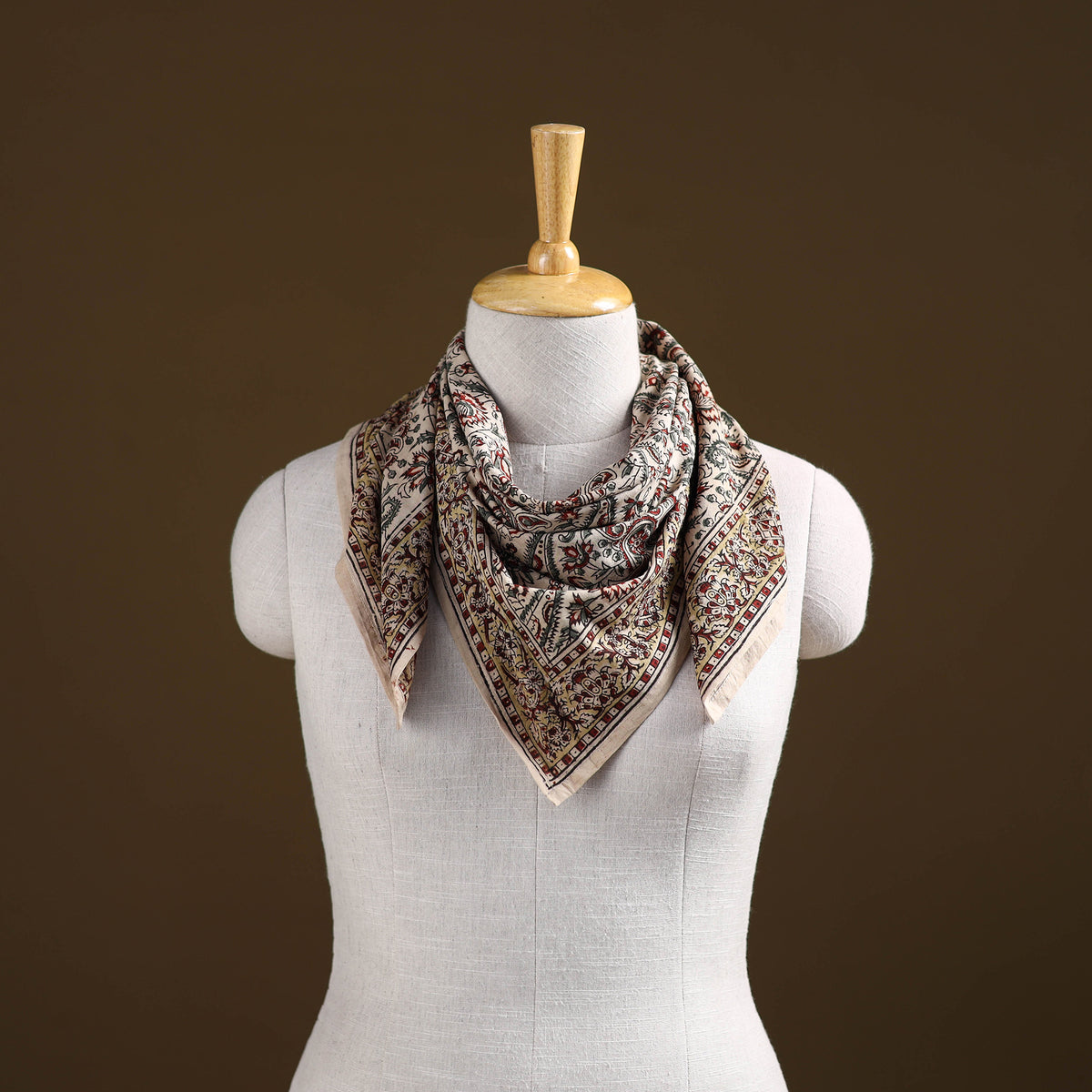 Pedana Hand Block Print Natural Dyed Cotton Kalamkari Scarf 14