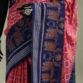 Pink - Pure Handwoven Sambalpuri Ikat Cotton Saree 10