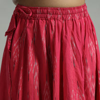 Pink - Pochampally Ikat 24 Kali Cotton Skirt with Patchwork Border 12