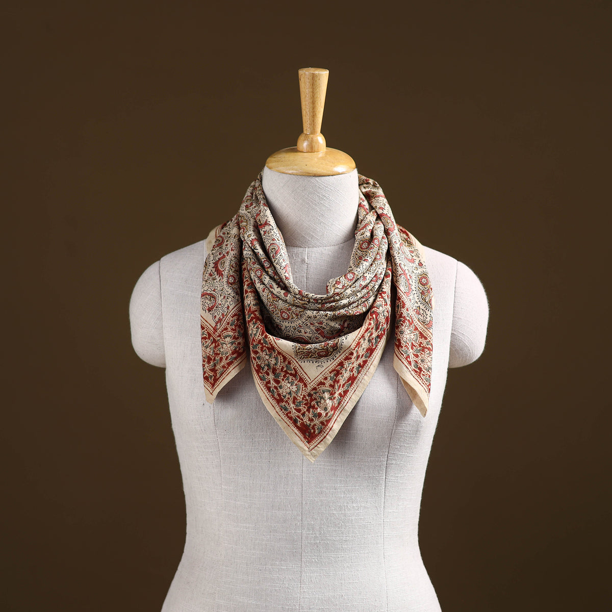 Pedana Hand Block Print Natural Dyed Cotton Kalamkari Scarf 17