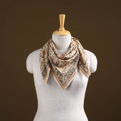 Pedana Hand Block Print Natural Dyed Cotton Kalamkari Scarf 18