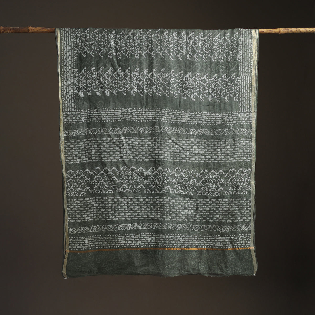 Batik Hand Block Print Kota Doria Cotton Saree 13