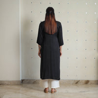 Zeenat Black Modal Silk Plain Straight Kurta