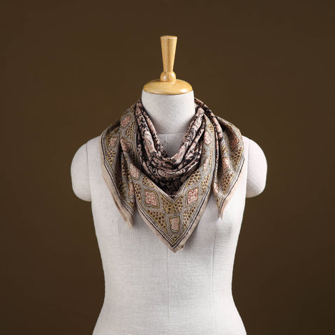 Multicolor - Pedana Hand Block Print Natural Dyed Cotton Kalamkari Scarf 20