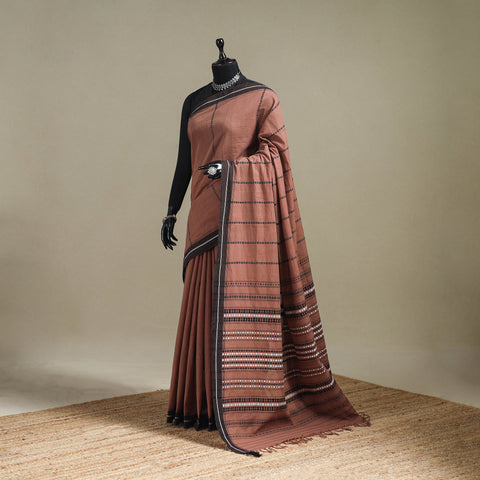 Brown - Bengal Handwoven Cotton Begumpuri Saree 19
