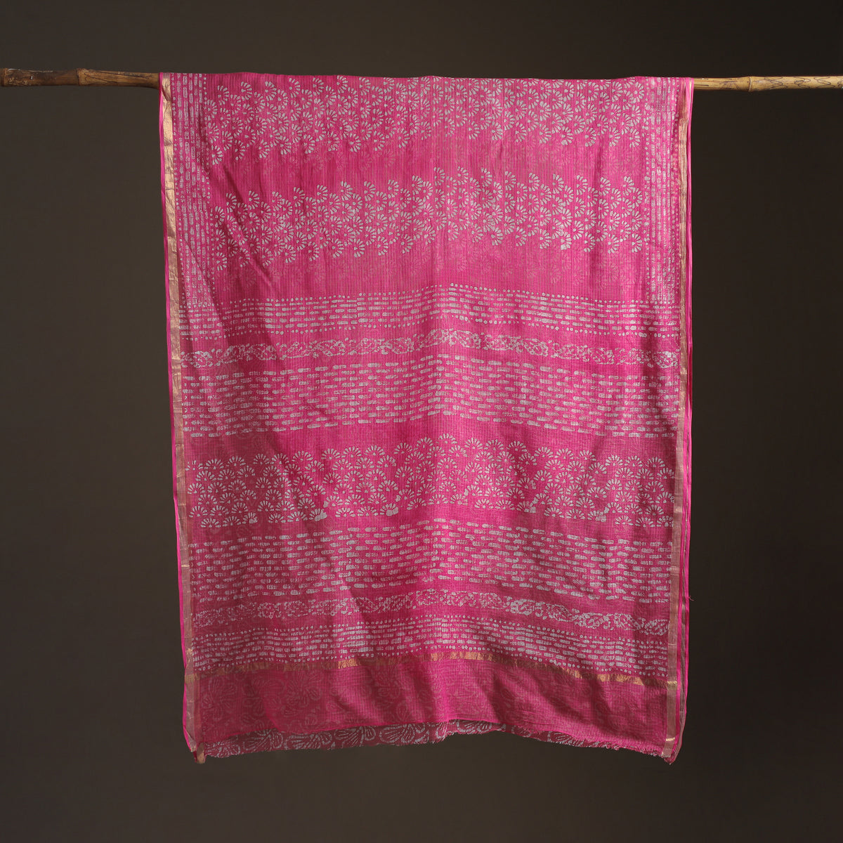 Batik Hand Block Print Kota Doria Cotton Saree 11